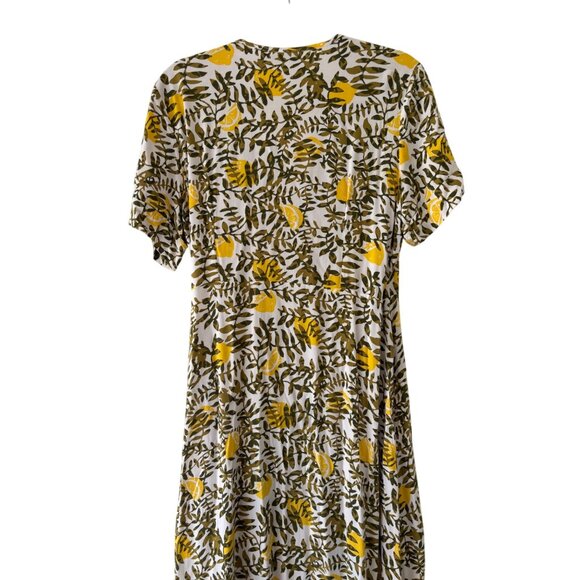 Boutique  Womens Wrap Dress Lemon Leaf Print Short Sleeve V-Neck Maxi Length - Picture 5 of 11